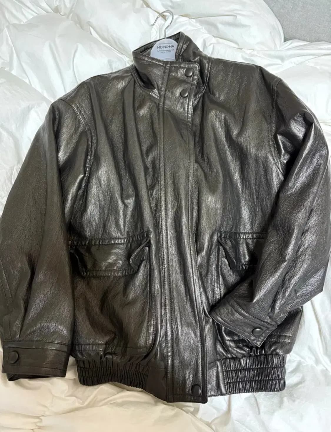 모노하 하이넥 레더자켓 상품이미지2