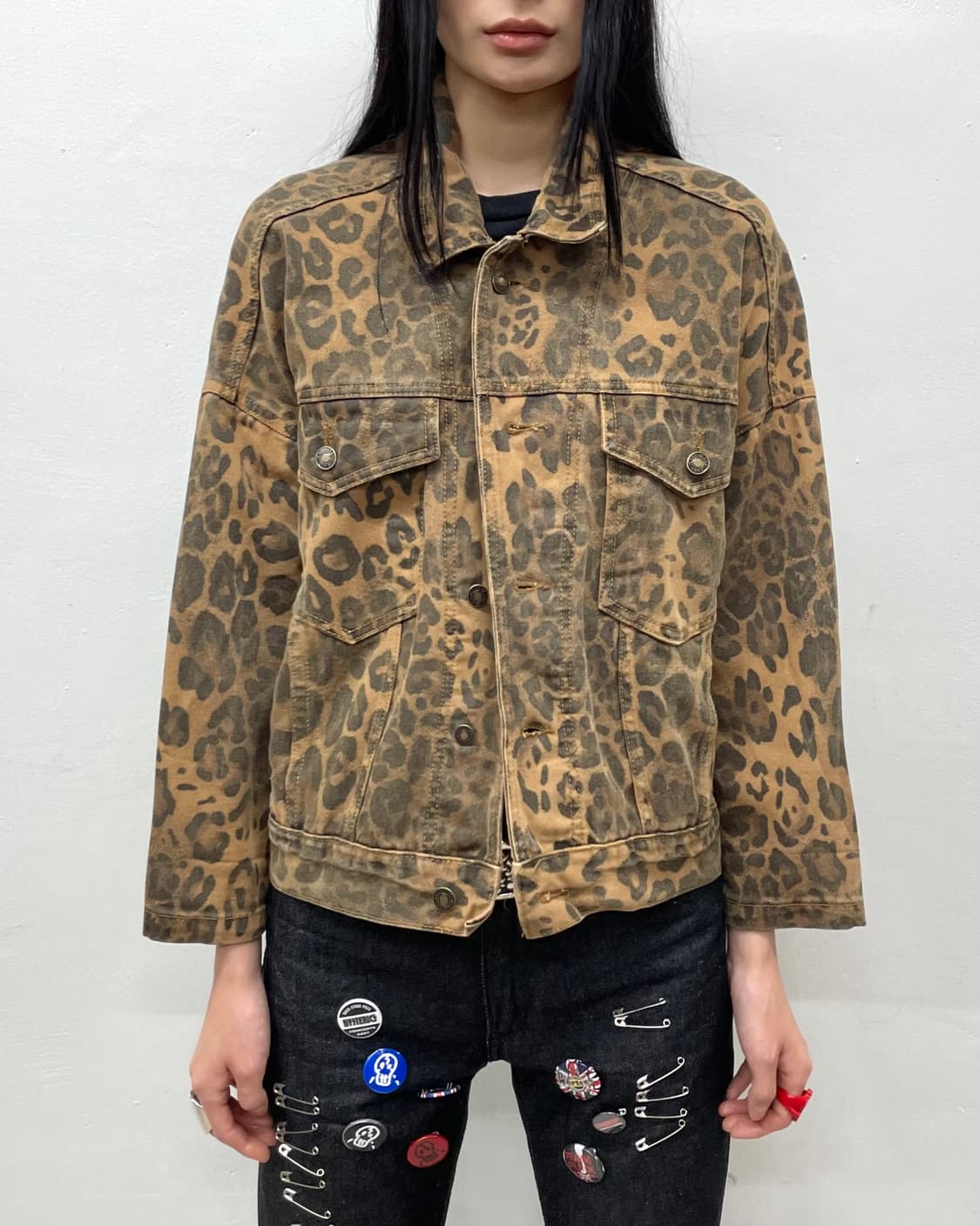 Leopard cropped denim jacket 상품이미지2