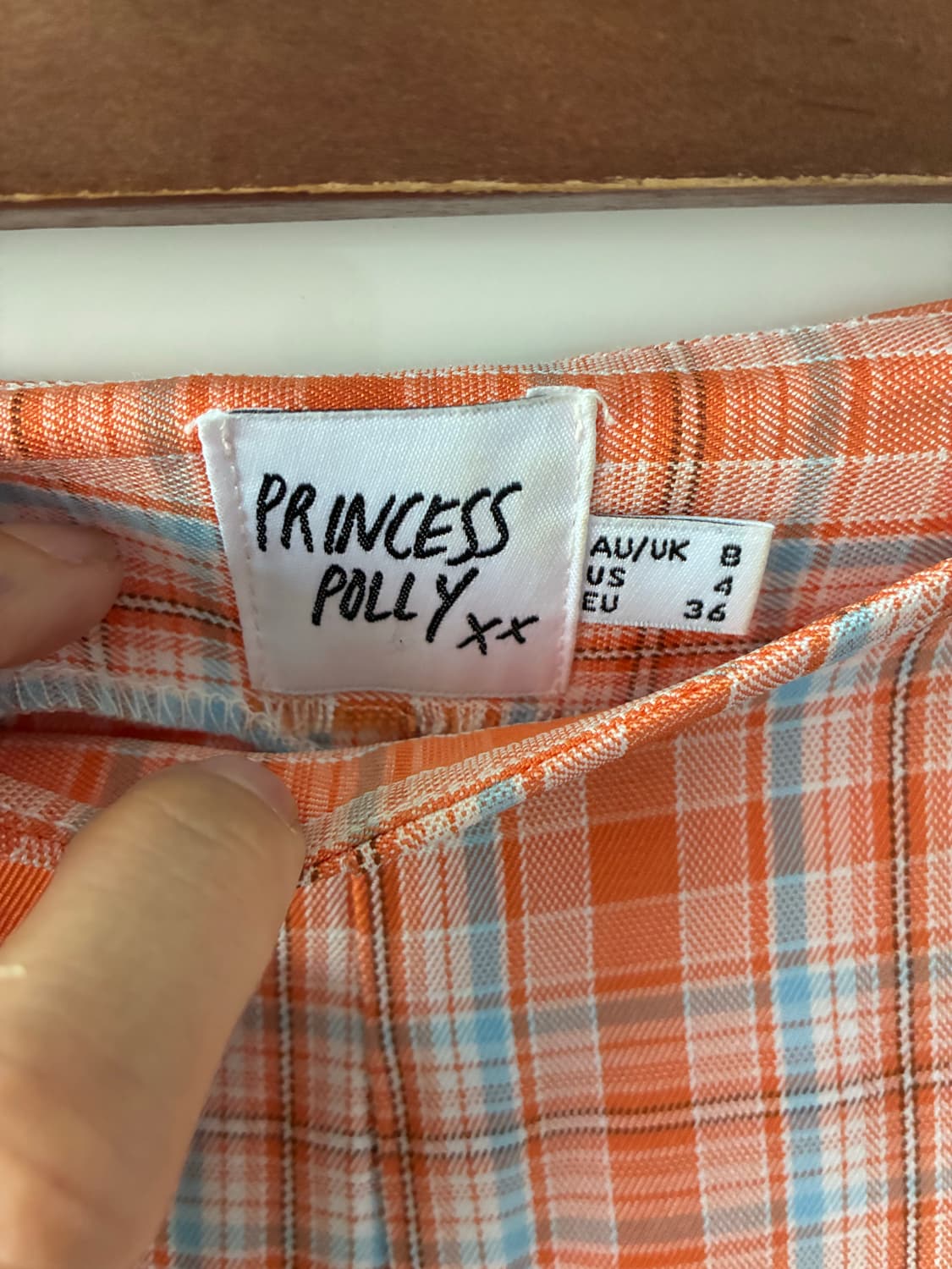 [프린세스폴리] Euros Pants 오렌지 체크 택없는 새제품 상품이미지3