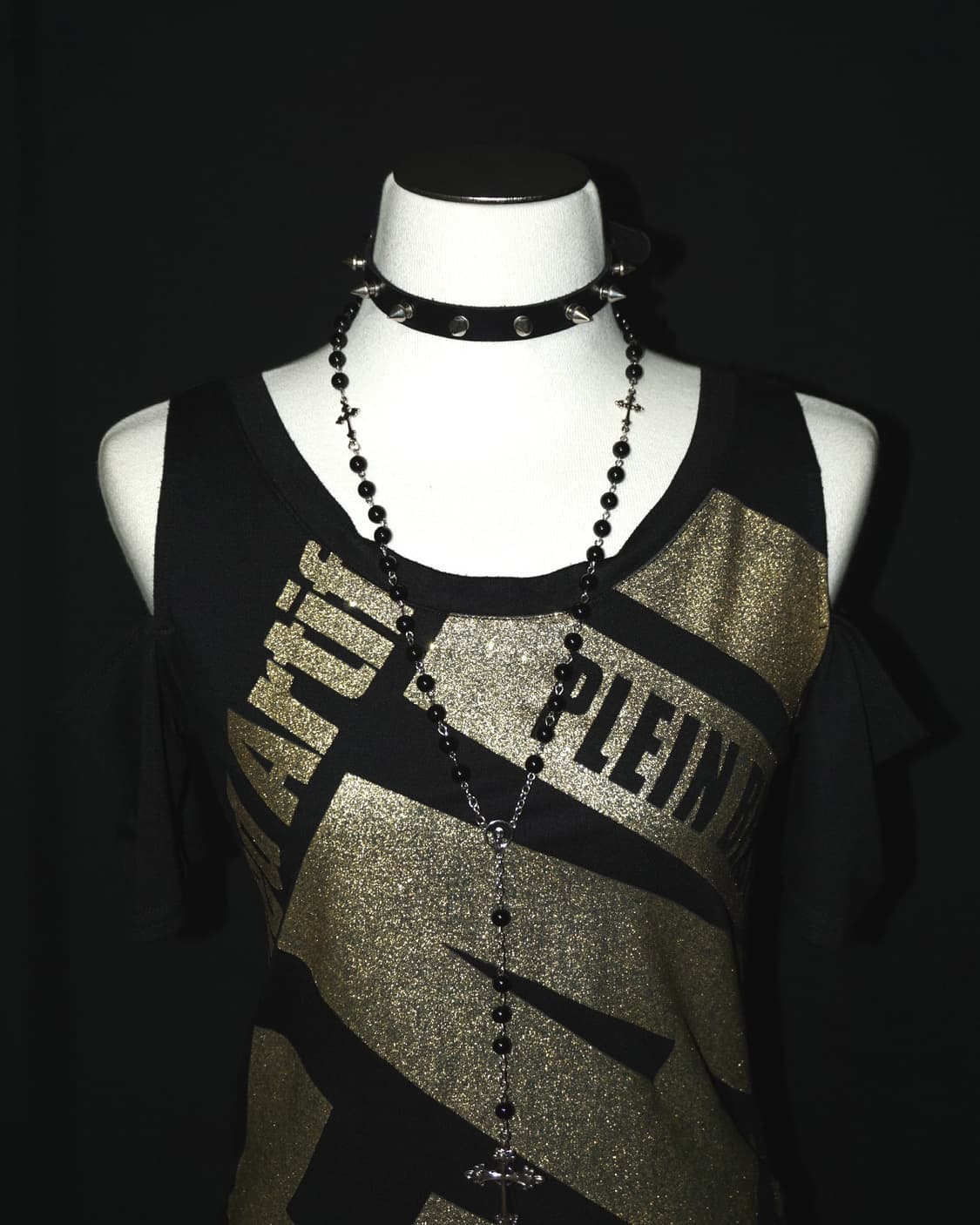 y2k gold lettering shirred t  상품이미지3