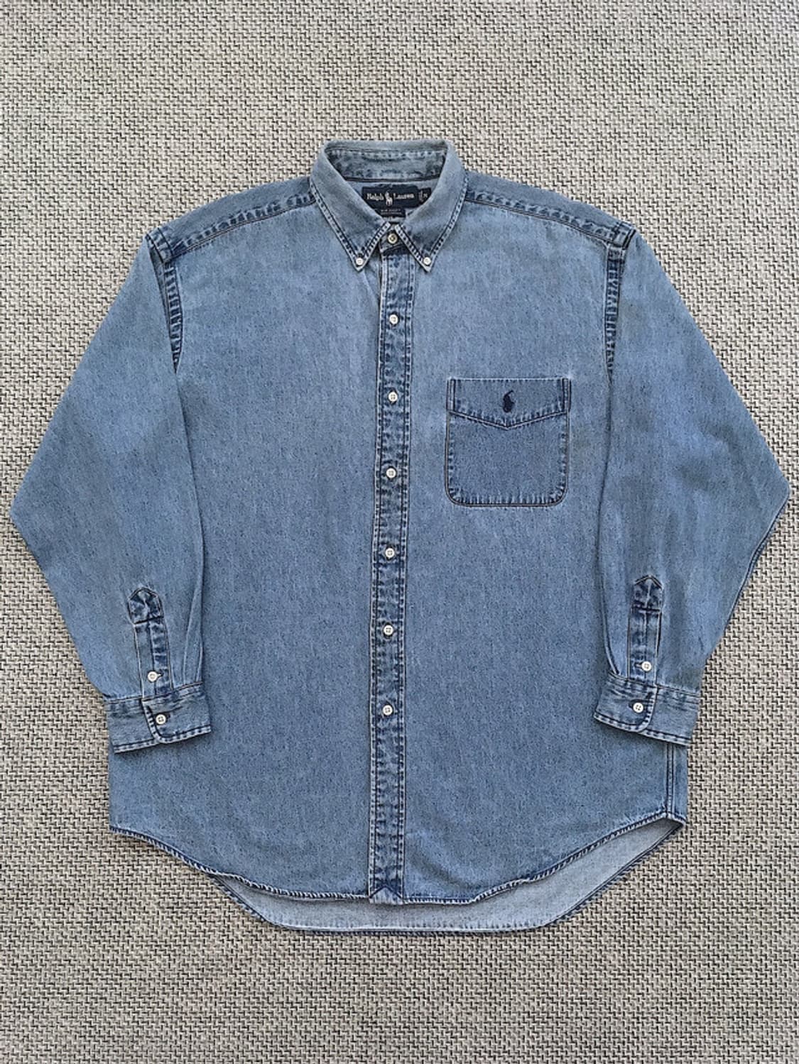 90s heavy-weight washed denim bigshirts 상품이미지8
