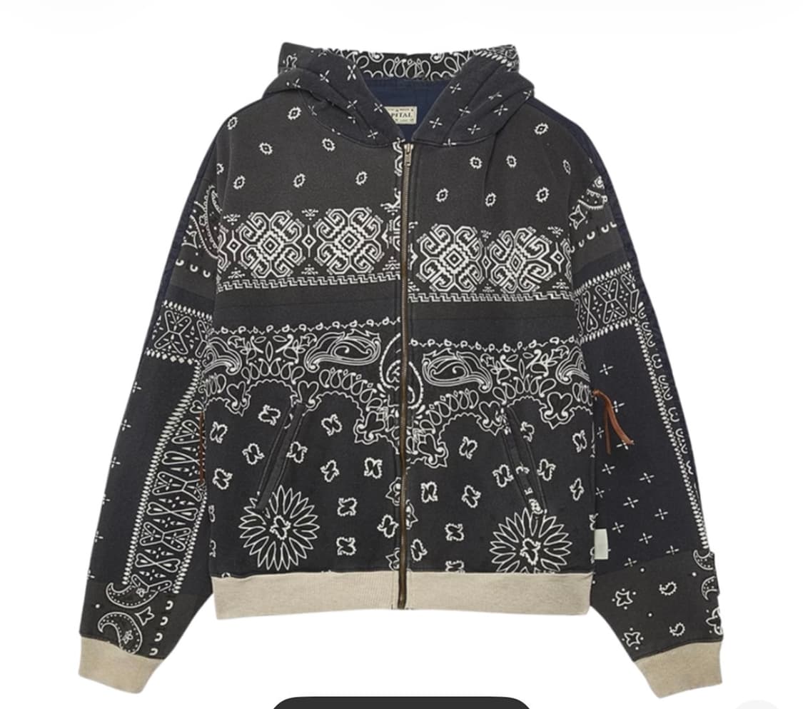 캐피탈 플리스 반다나 비부악 후드 블루종 블랙 새상품 판매해유 상품이미지1