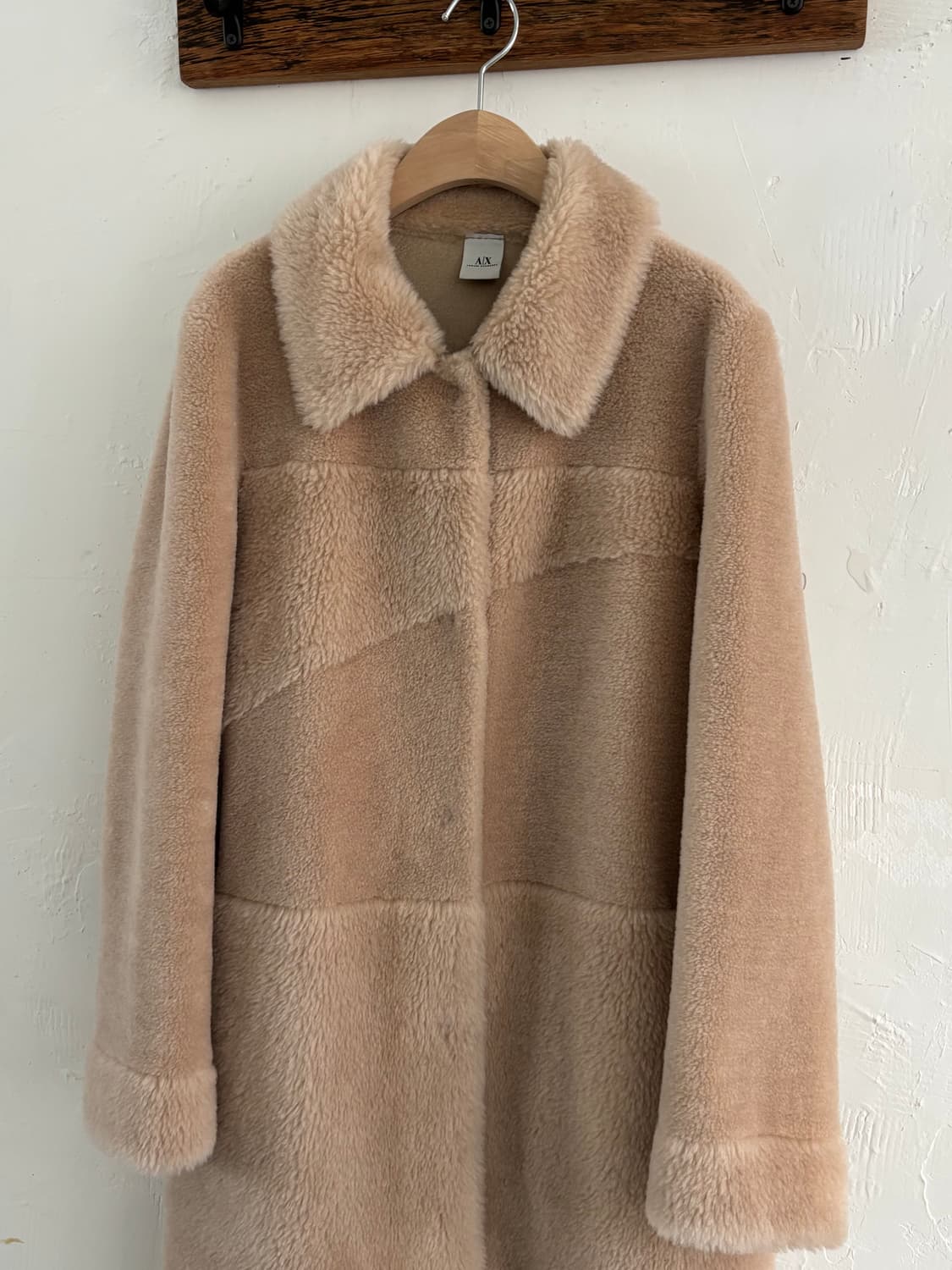 Armani 아르마니 익스체인지 아이보리 롱 리버시블 퍼 코트 상품이미지7