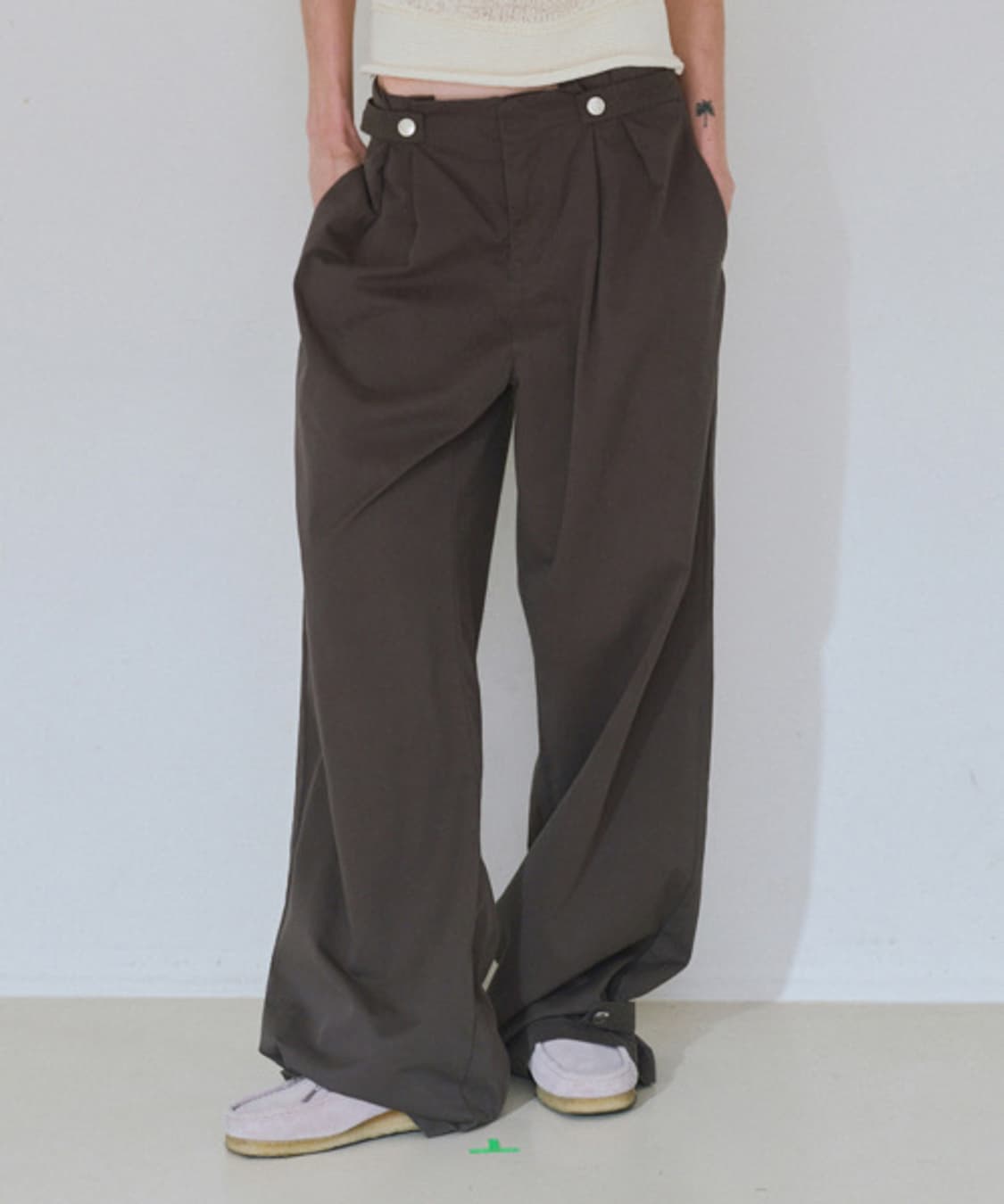 와이드 핀턱 팬츠 차콜 상품이미지2