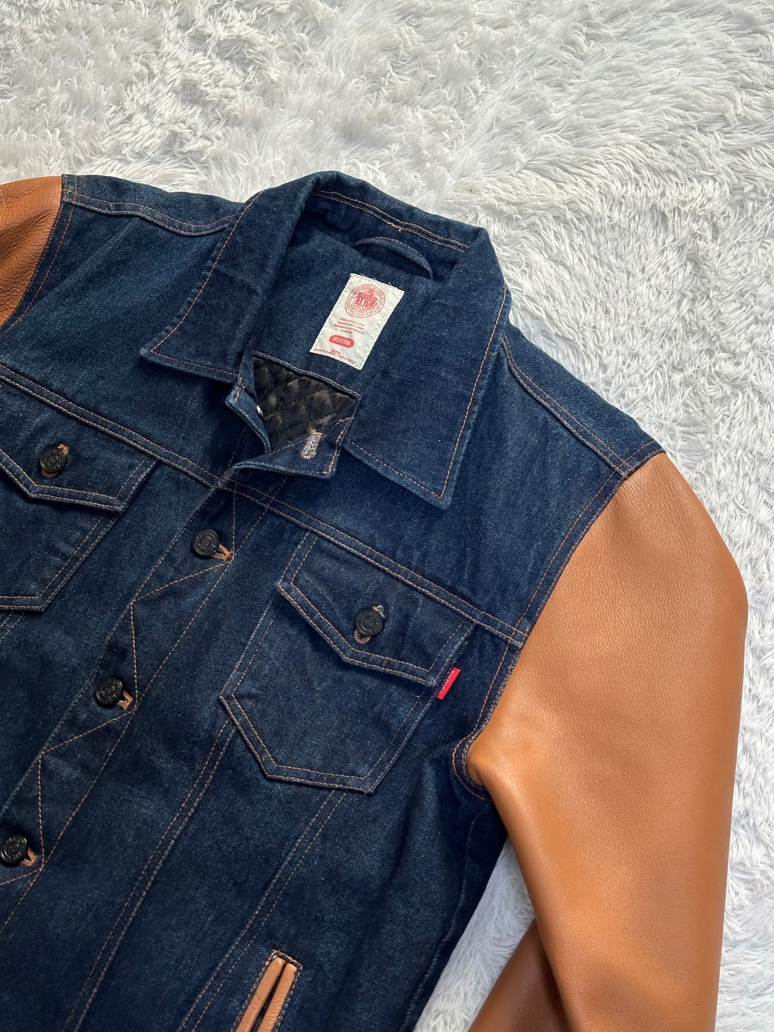 베리드얼라이브 데님 가죽 배색 자켓 M 상품이미지4