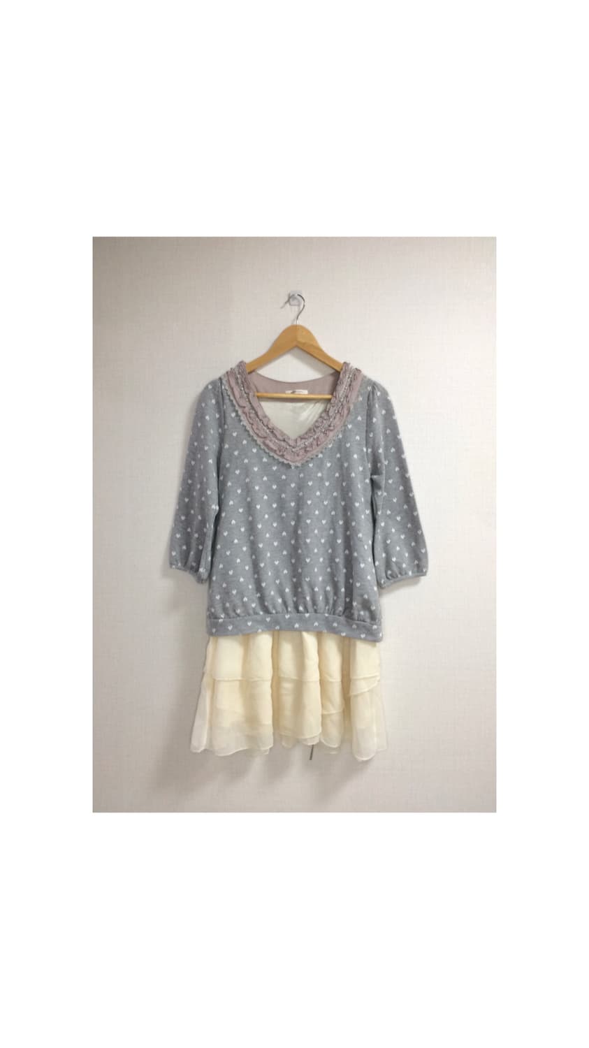 axes femme 엑시즈팜 그레이 하트 쉬폰 레이어드 원피스 튜닉 상품이미지1