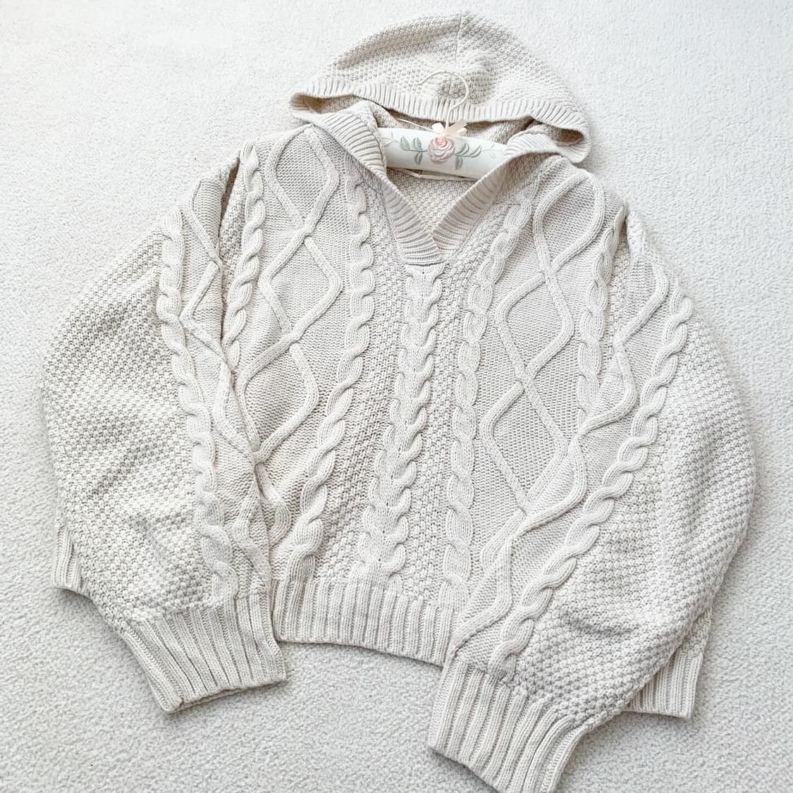 뮤트톤 꽈배기 니트 셋업 상품이미지2