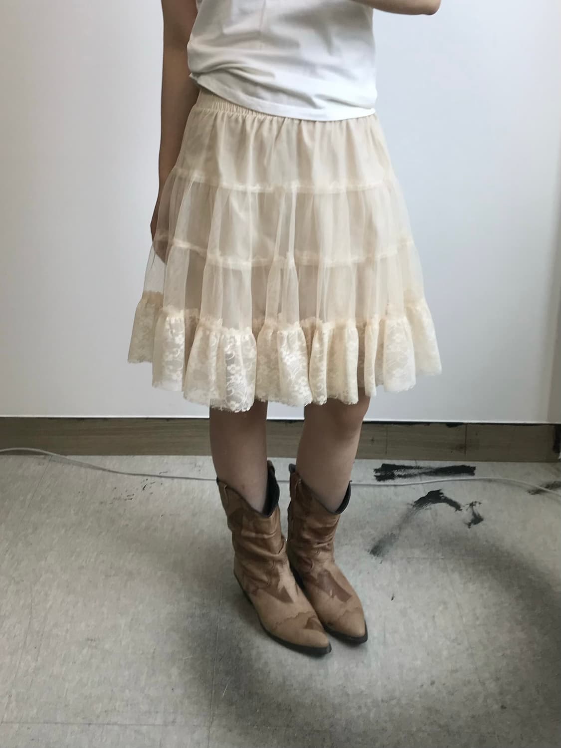 빈티지 캉캉 레이스 스커트 상품이미지1