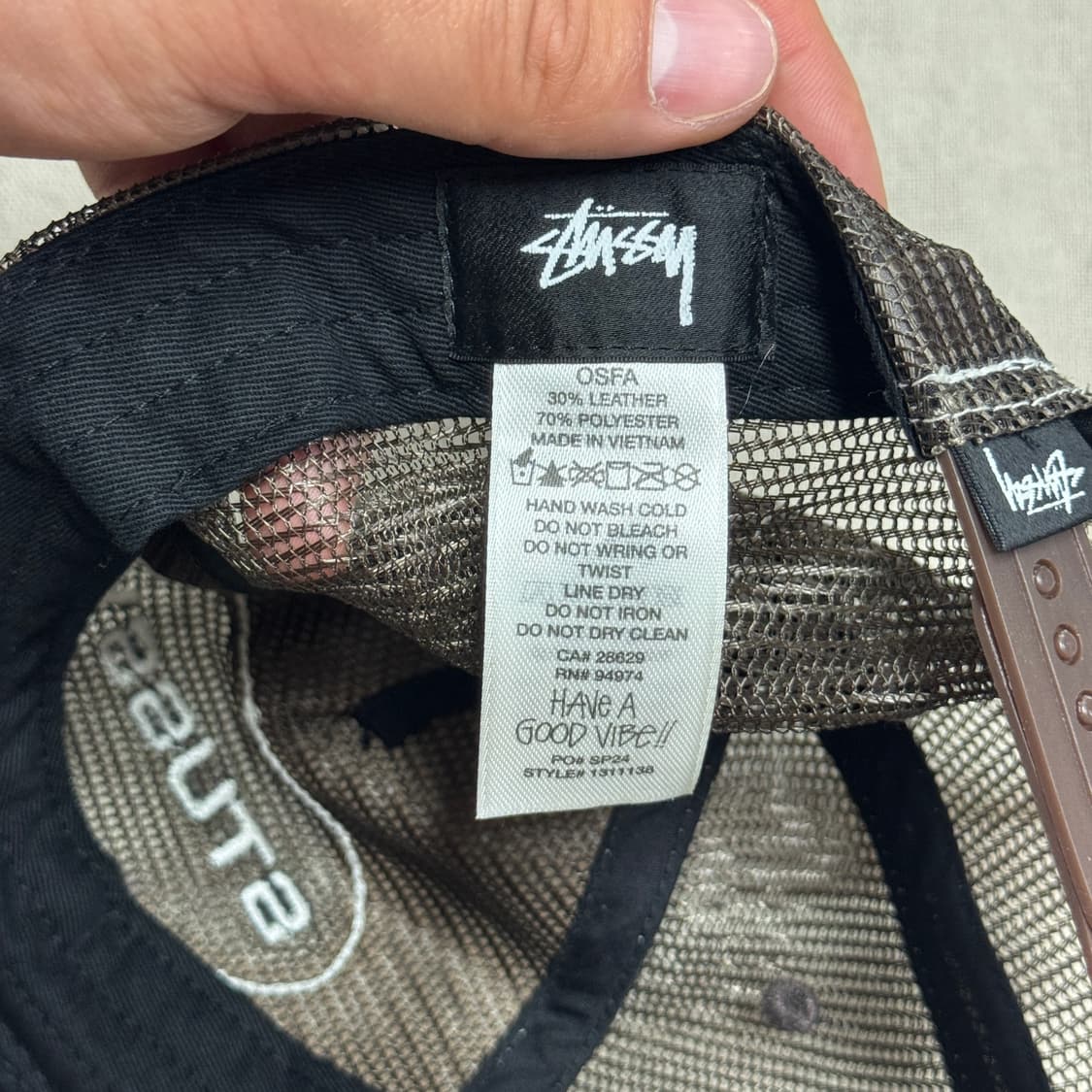 스투시 브라운 워싱 레더 메쉬 볼캡 상품이미지4