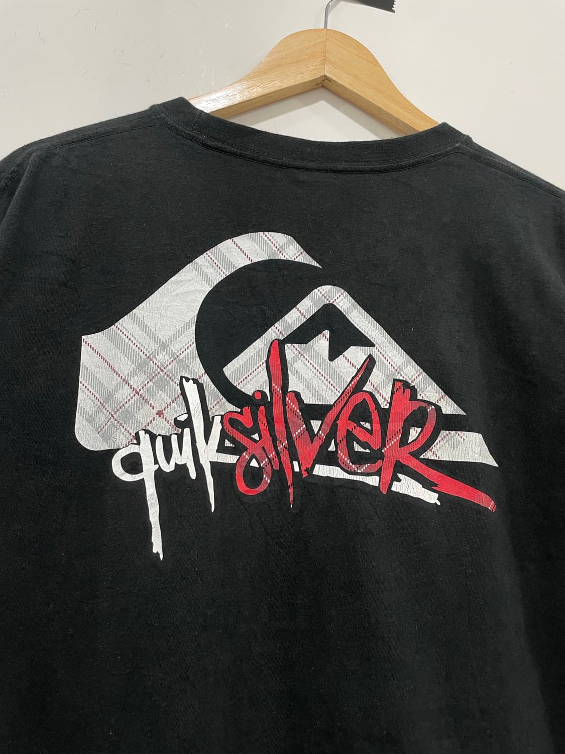 00s Quiksilver 퀵실버 타탄체크 그래피티 프린팅 반팔 티셔츠 상품이미지9