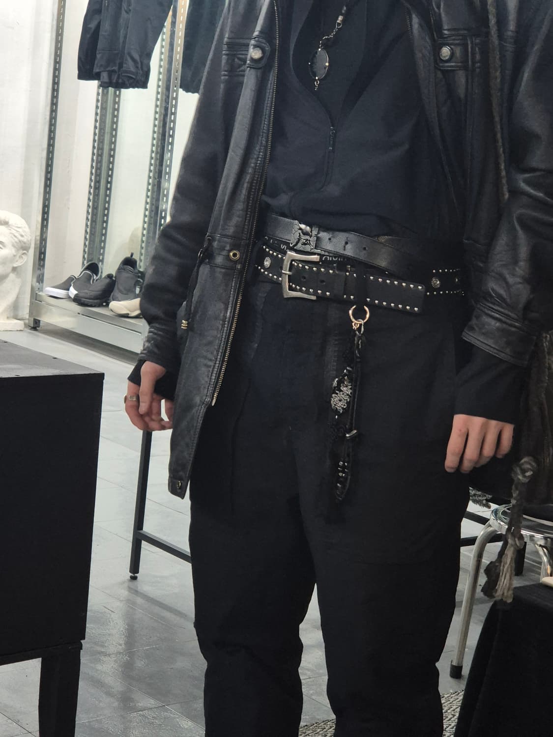 오클리 스컬 로고 메탈 가죽벨트 상품이미지2