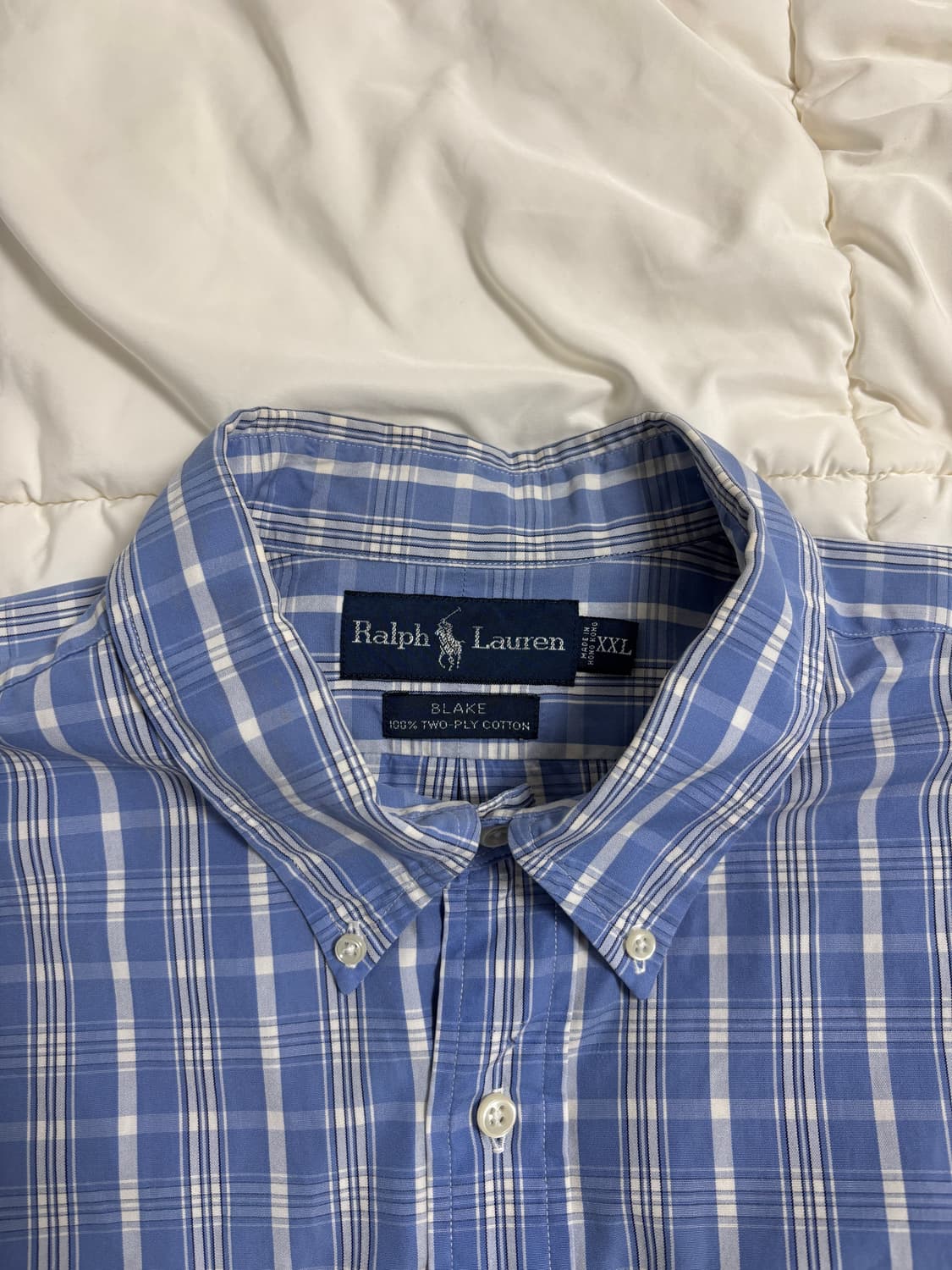 빈티지 폴로 블레이크핏(blake) 블루 체크 셔츠 xxl 상품이미지5