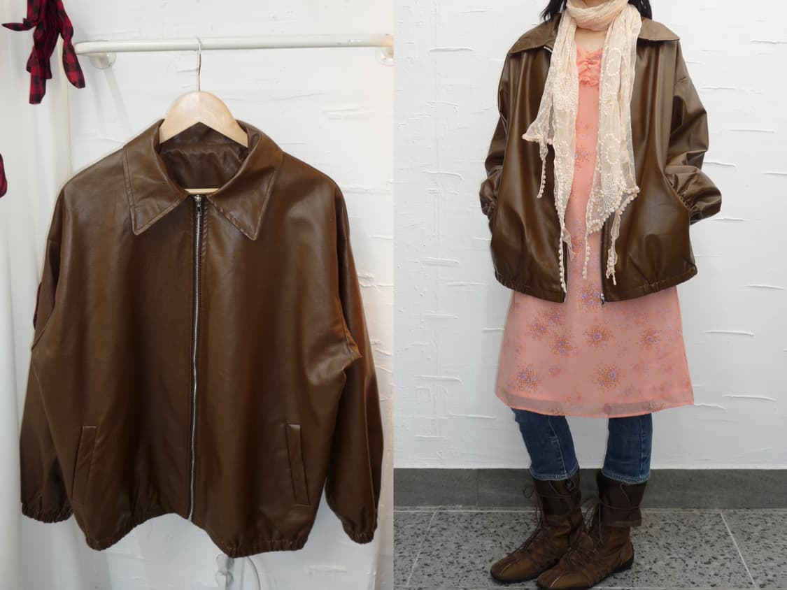 Brown leather jacket 상품이미지1