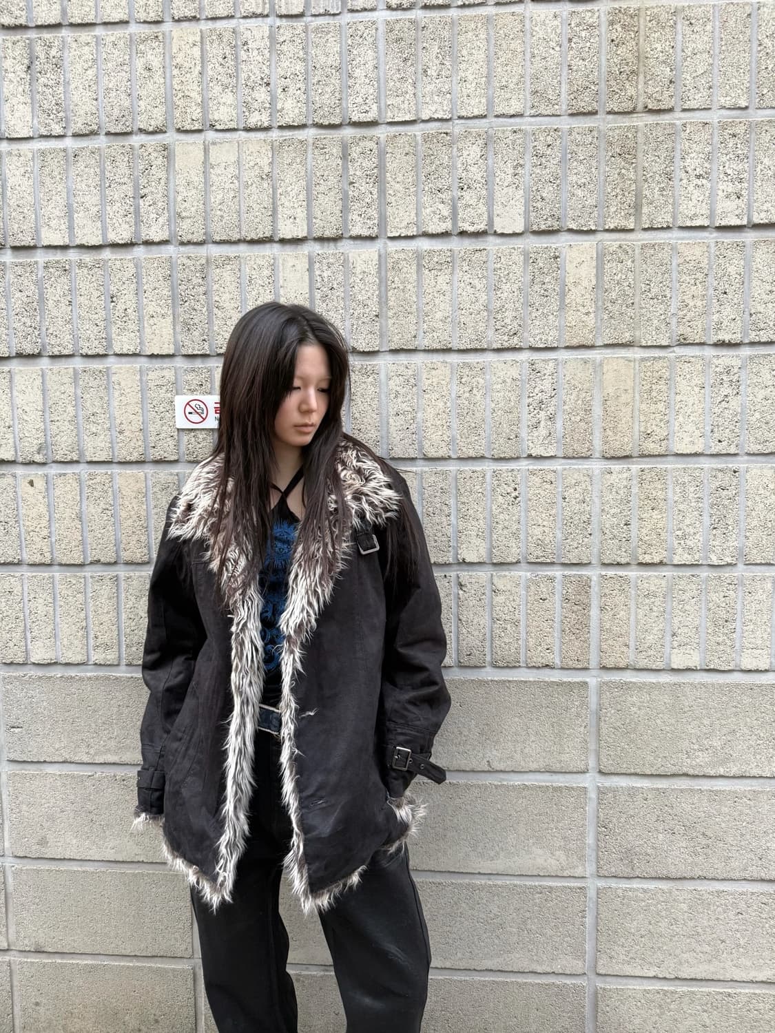 블랙 퍼 디테일 자켓 상품이미지9