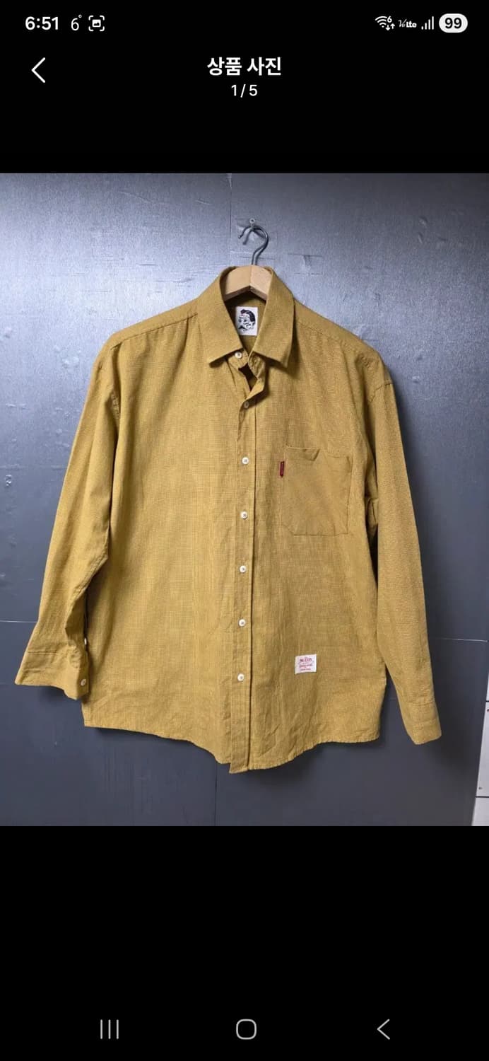 명품 맥코이 긴팔 셔츠 옐로우 컬러  사이즈 105 춘추용 상품이미지1