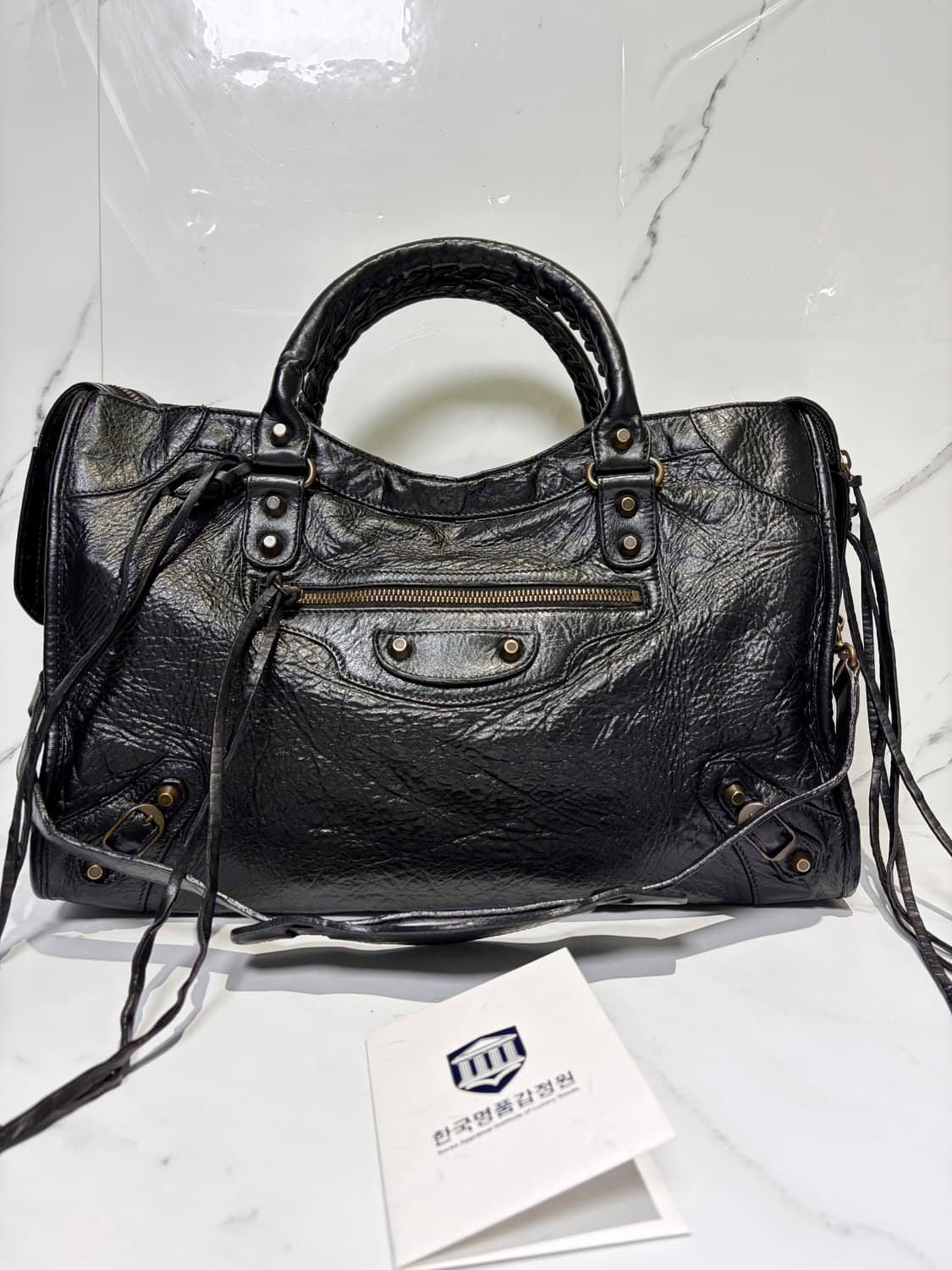 [A 정품] 발렌시아가 시티 모터백 미디움 블랙 상품이미지2