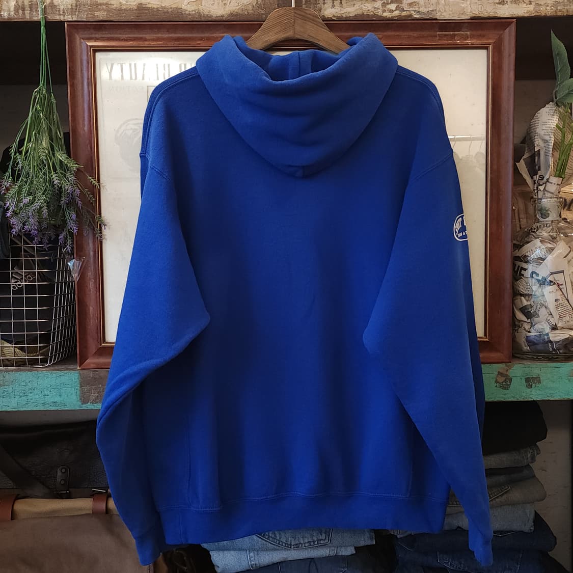 90s 러셀 후드 스웻셔츠 포튜나 허스키스 빈티지 프린팅 블루 L 상품이미지2