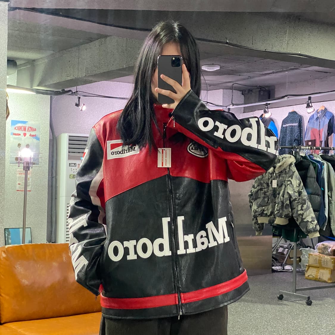 말보로 빅로고 레이싱 바이크 레더 자켓 B3650 상품이미지1