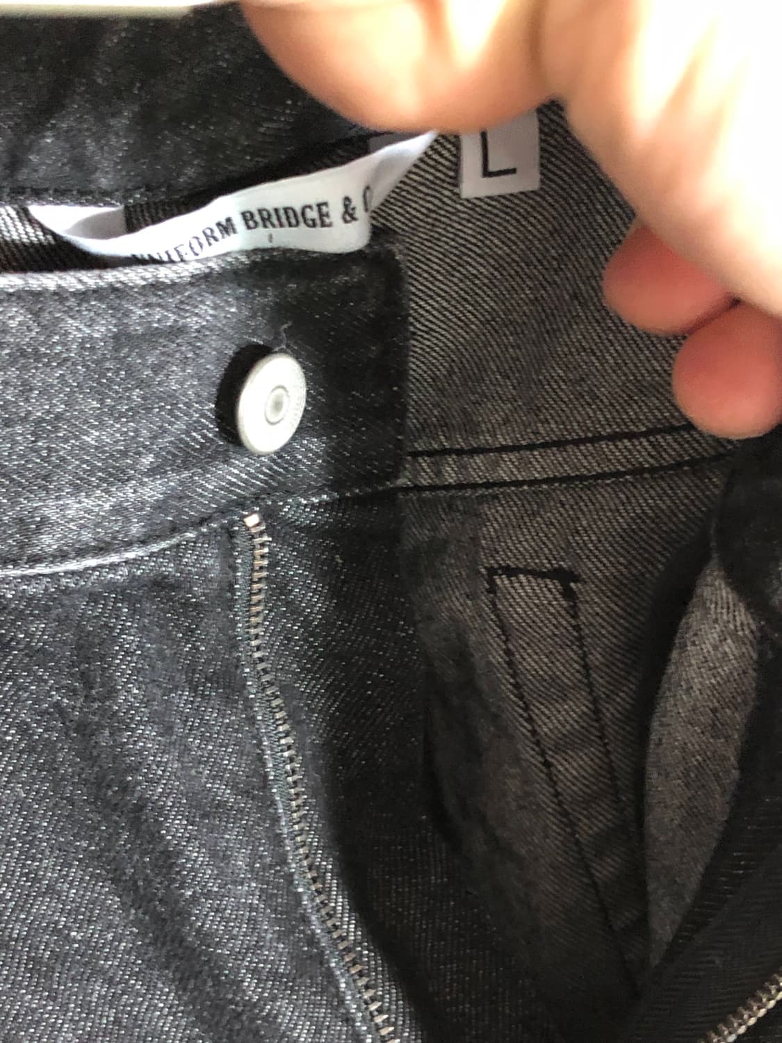 유니폼 브릿지 원턱 포인트 블랙 일자 데님 청바지 블랙진 상품이미지6