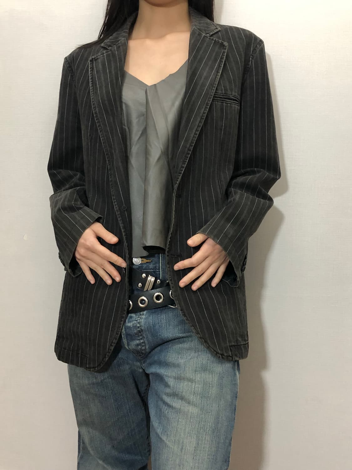 빈티지 빈폴 그레이 스트라이프 자켓 상품이미지7