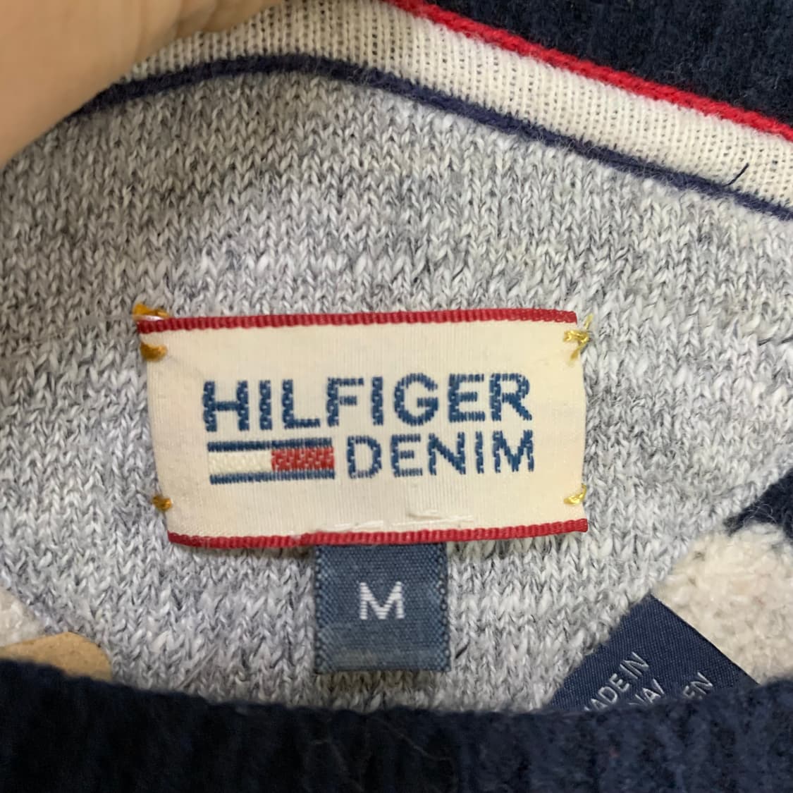 타미힐피거 스트라이프 7부 소매 빈티지 숄더 버튼 니트 M 상품이미지5