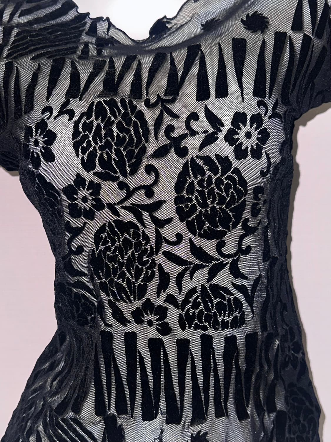 빈티지 오리엔탈 로즈 메쉬 패턴 탑 상품이미지2