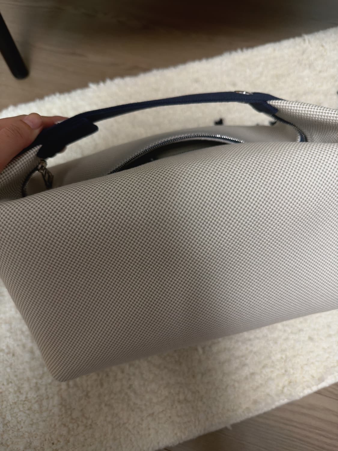 에르메스 라지 브리드 어 브랙 카브리올 케이스 캔버스 & 그리 뻬를르 상품이미지5