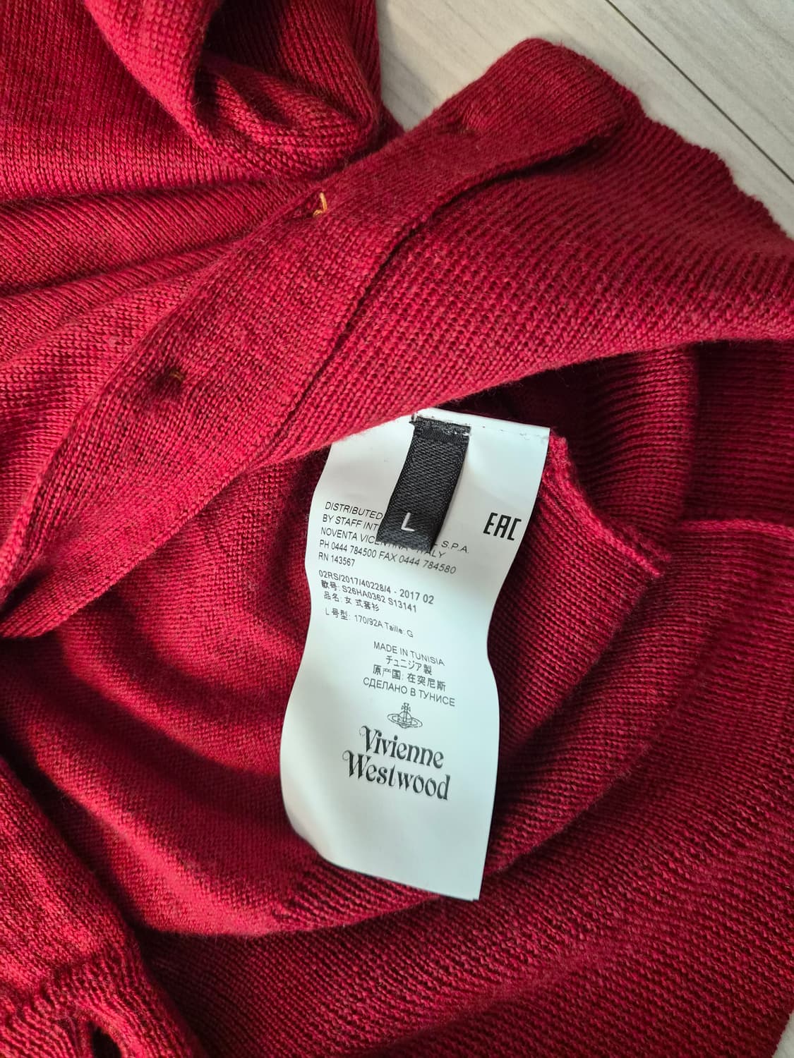 (정품) 비비안 웨스트우드 ORB 로고 가디건 - 레드 (L사이즈) 상품이미지5