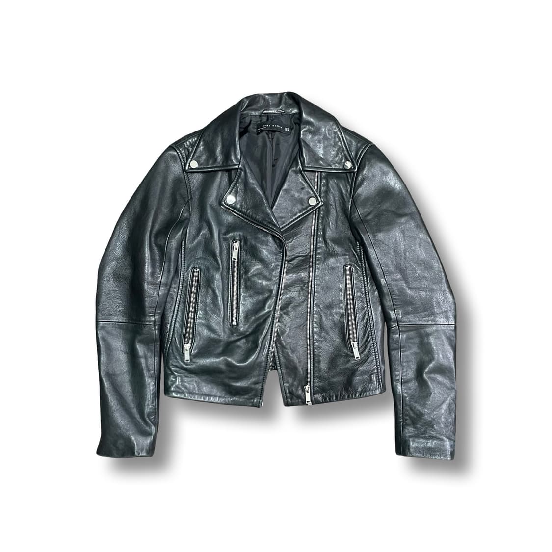 [M] 자라 여성 가죽 라이더 자켓 블랙 상품이미지1