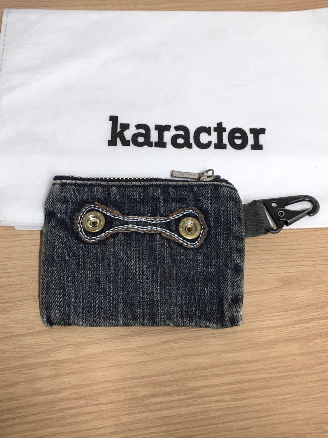 카락터 패치워크 데님 카드 월렛 빈티지 블루 상품이미지2