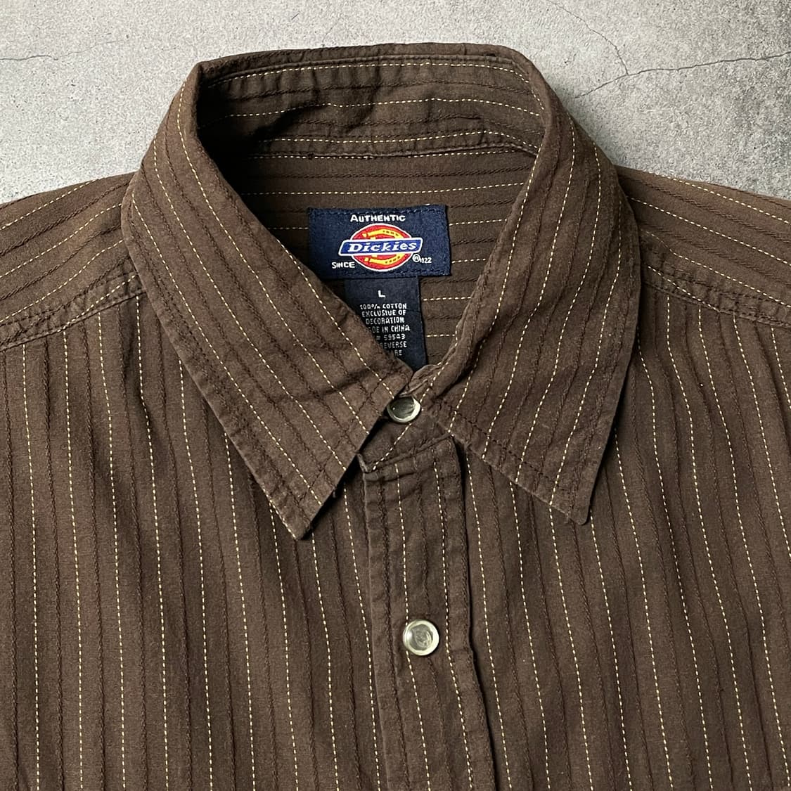DICKIES 디키즈 브라운 스트라이프 반팔 워크셔츠 A00931 상품이미지2