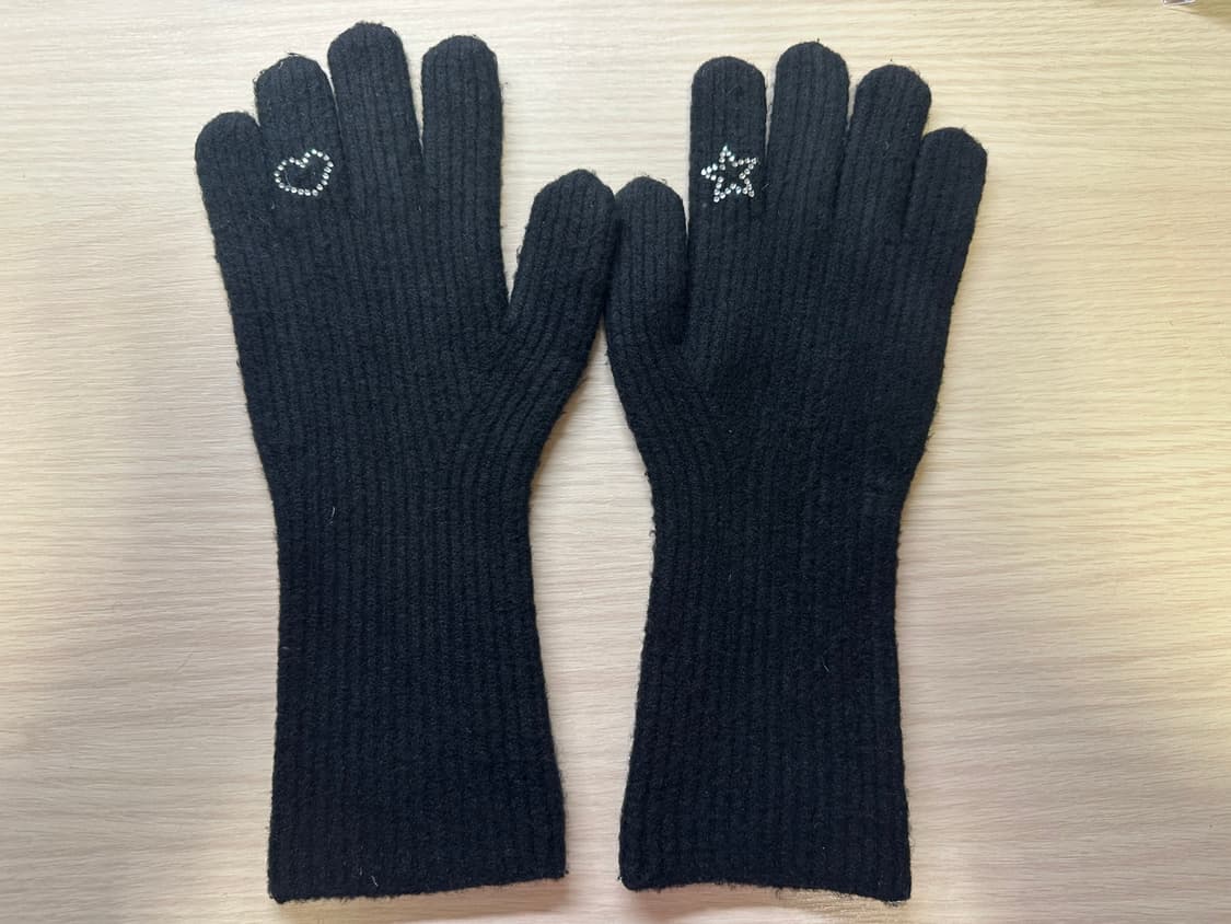 라츠유 Jennie Gloves Black 큐빅 장갑 상품이미지1