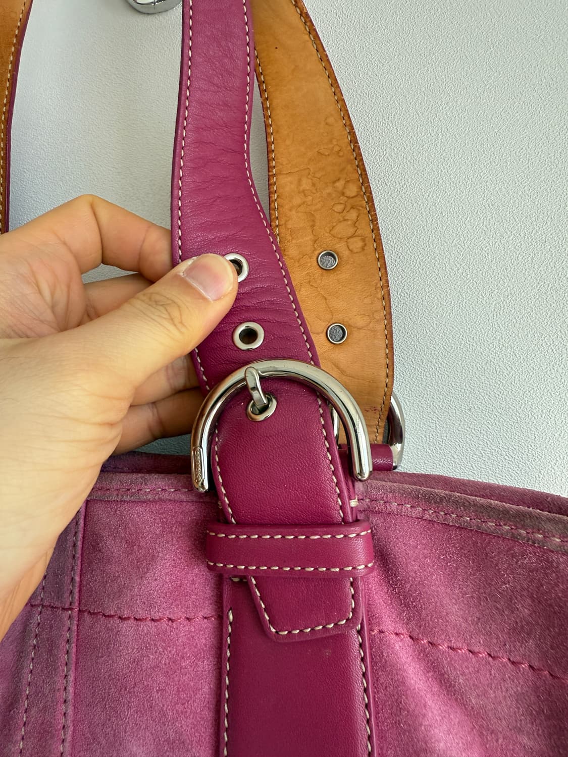 코치(COACH) 스웨이드&레더 토트백(때탐 있음) 상품이미지5