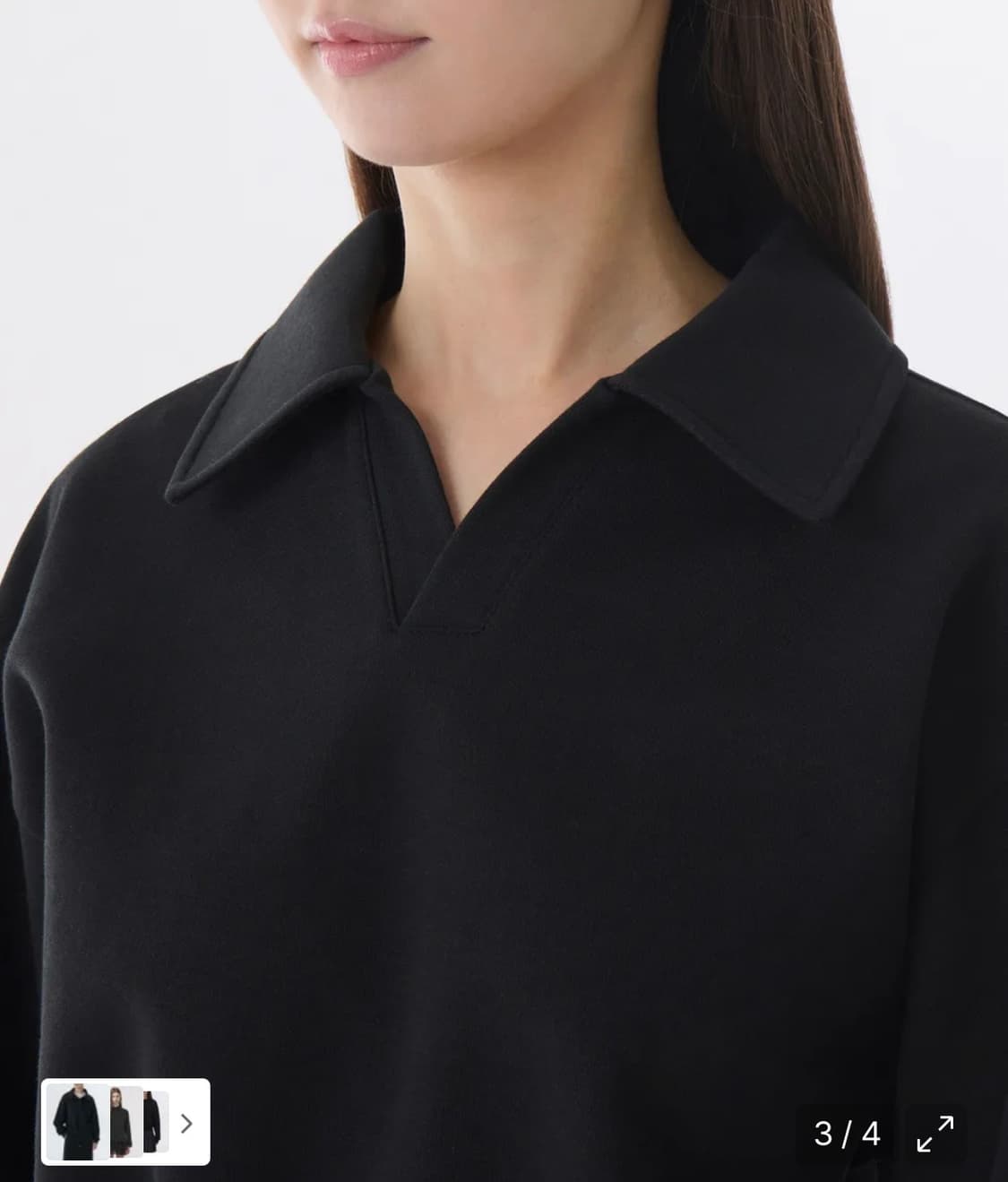 무신사 스탠다드 우먼즈 더블 니트 칼라드 스웨트셔츠 블랙 상품이미지3