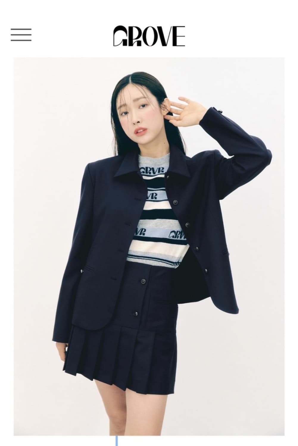 차정원 착용 그로브 스트라이프 grvr 니트 블루 상품이미지1