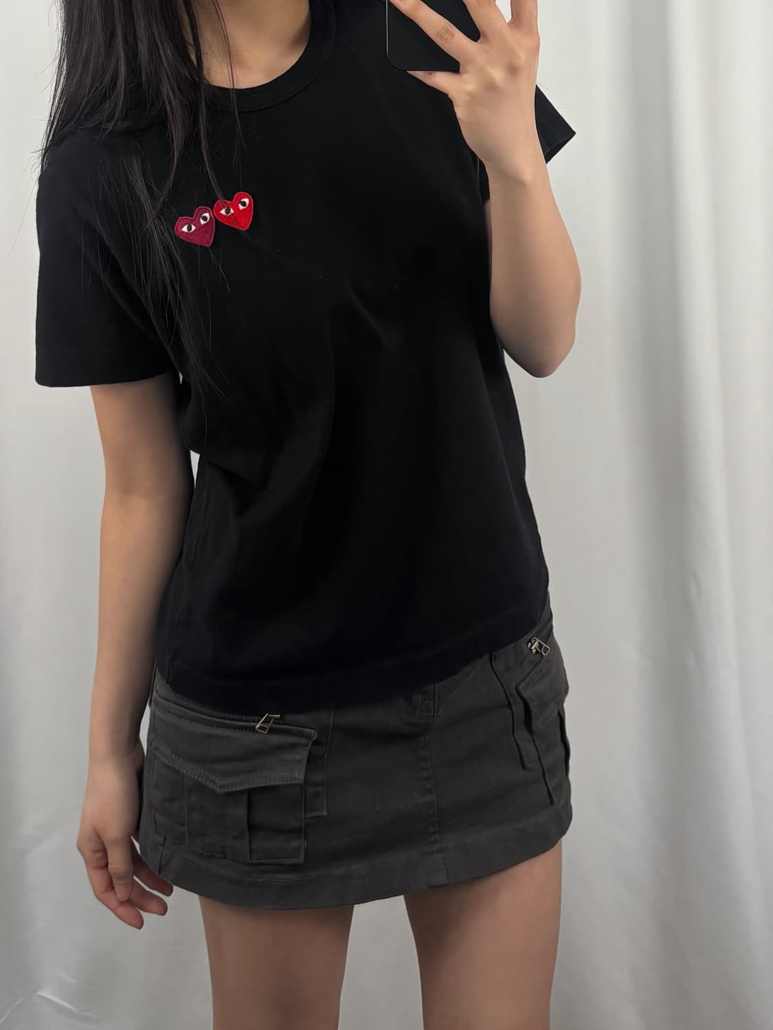 꼼데가르송 더블 하트 와펜 블랙 반팔 상품이미지2