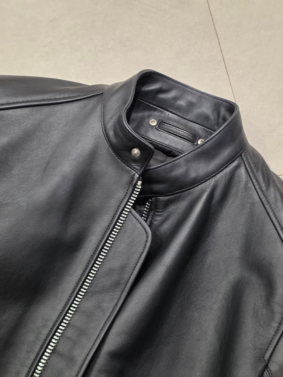 스투시 카페 레이서 레더 자켓 블랙 (M, 100) 상품이미지3