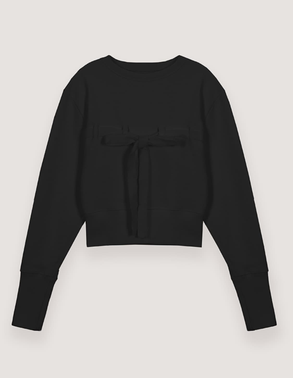 더티스 리본 맨투맨 블랙 상품이미지1