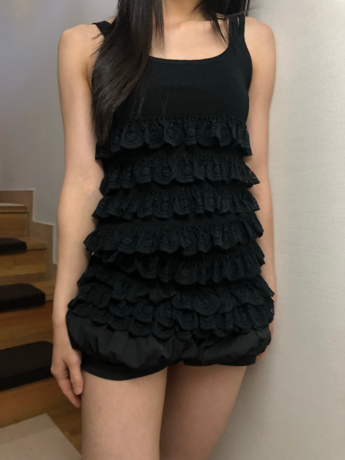 빈티지 블랙 프릴 슬리브리스 상품이미지2