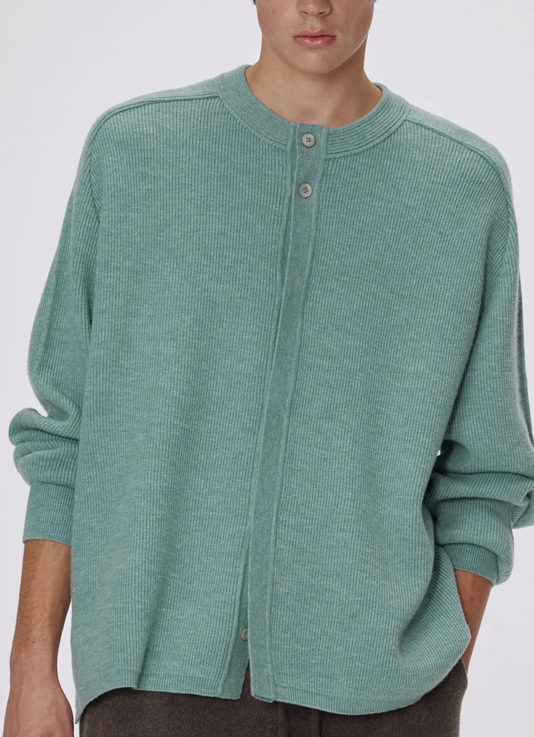 우마뭉 라운드넥 가디건 민트 M 상품이미지1