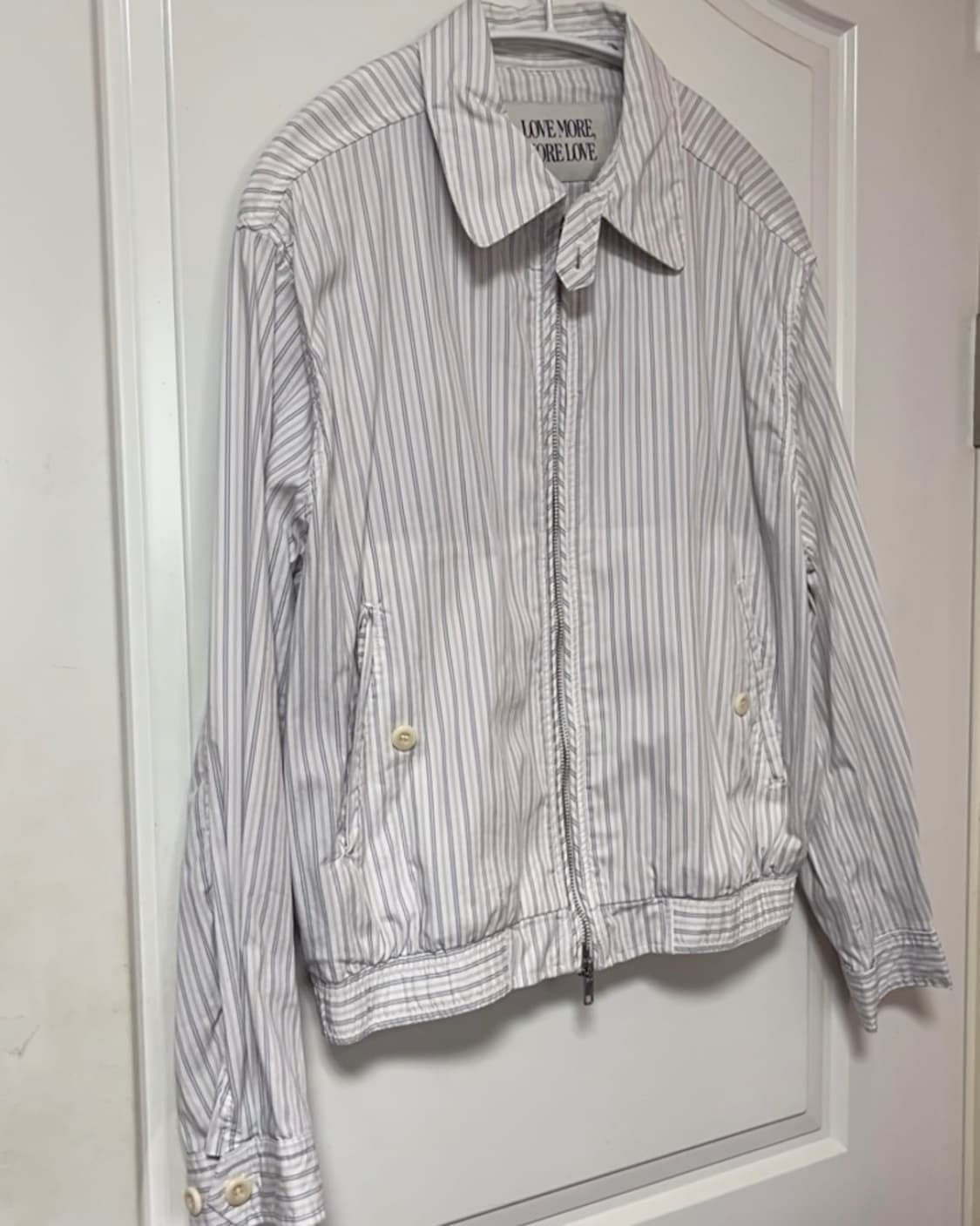 낫띵리튼깔 스트라이프 셔츠 집업 봄버 자켓 상품이미지2