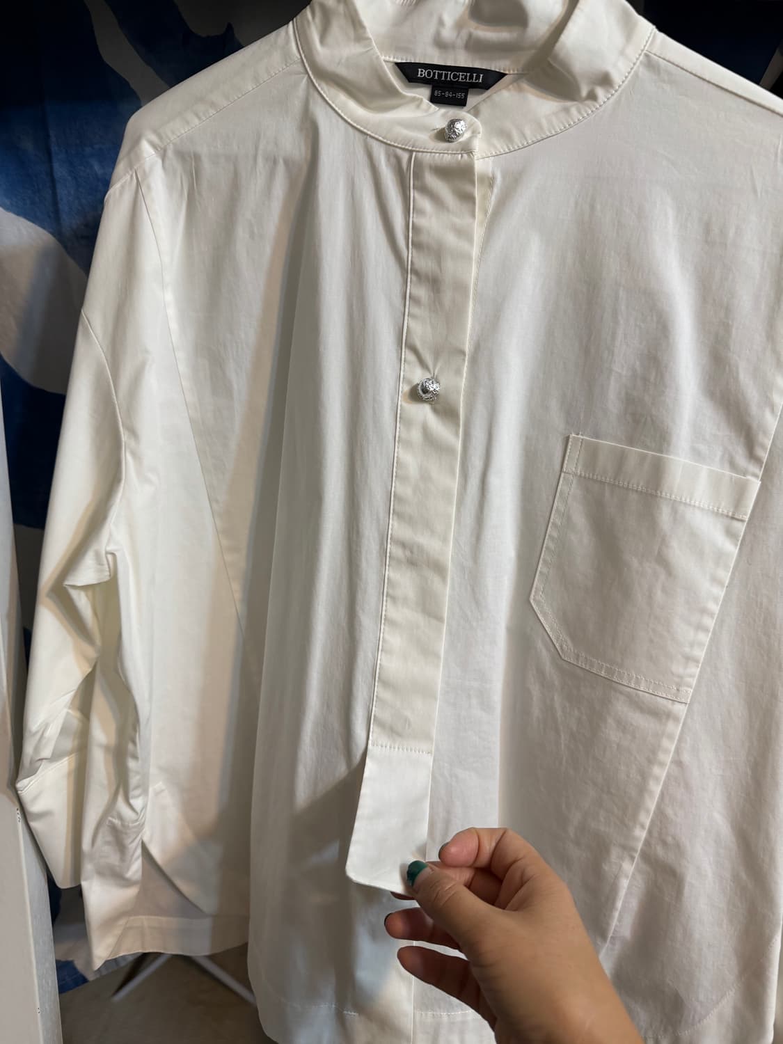 BOTICELLI 화이트 스탠드 칼라 셔츠 55 상품이미지3