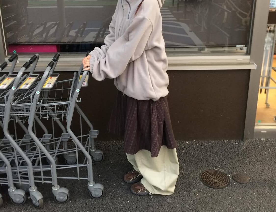 예잇 yeet 아이니 세로줄 플레어 스커트 빈티지 레이어드 스커트 상품이미지4