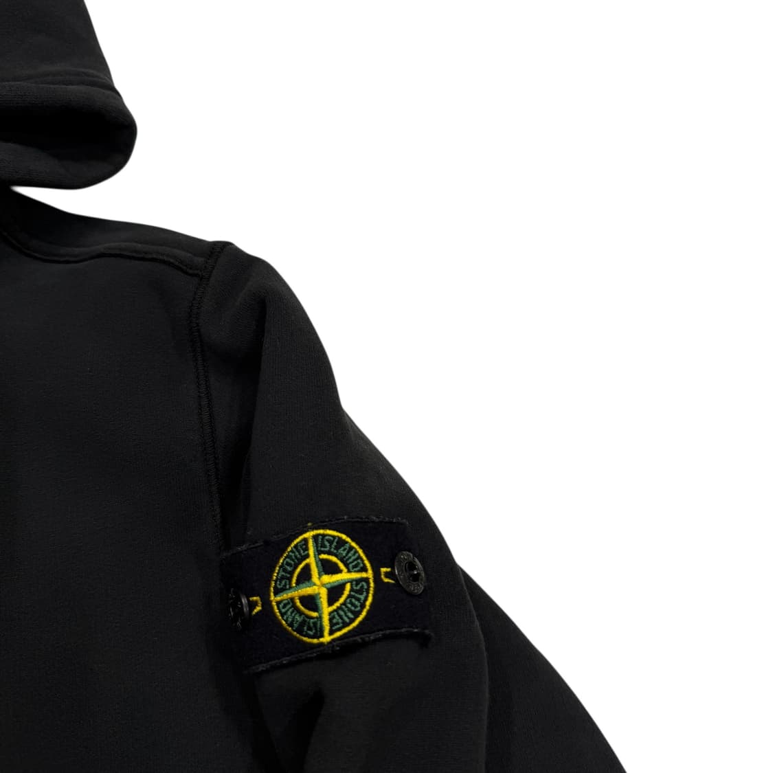 스톤아일랜드 빅로고 와펜 기모 스웻 후드티 블랙 12Y 상품이미지2