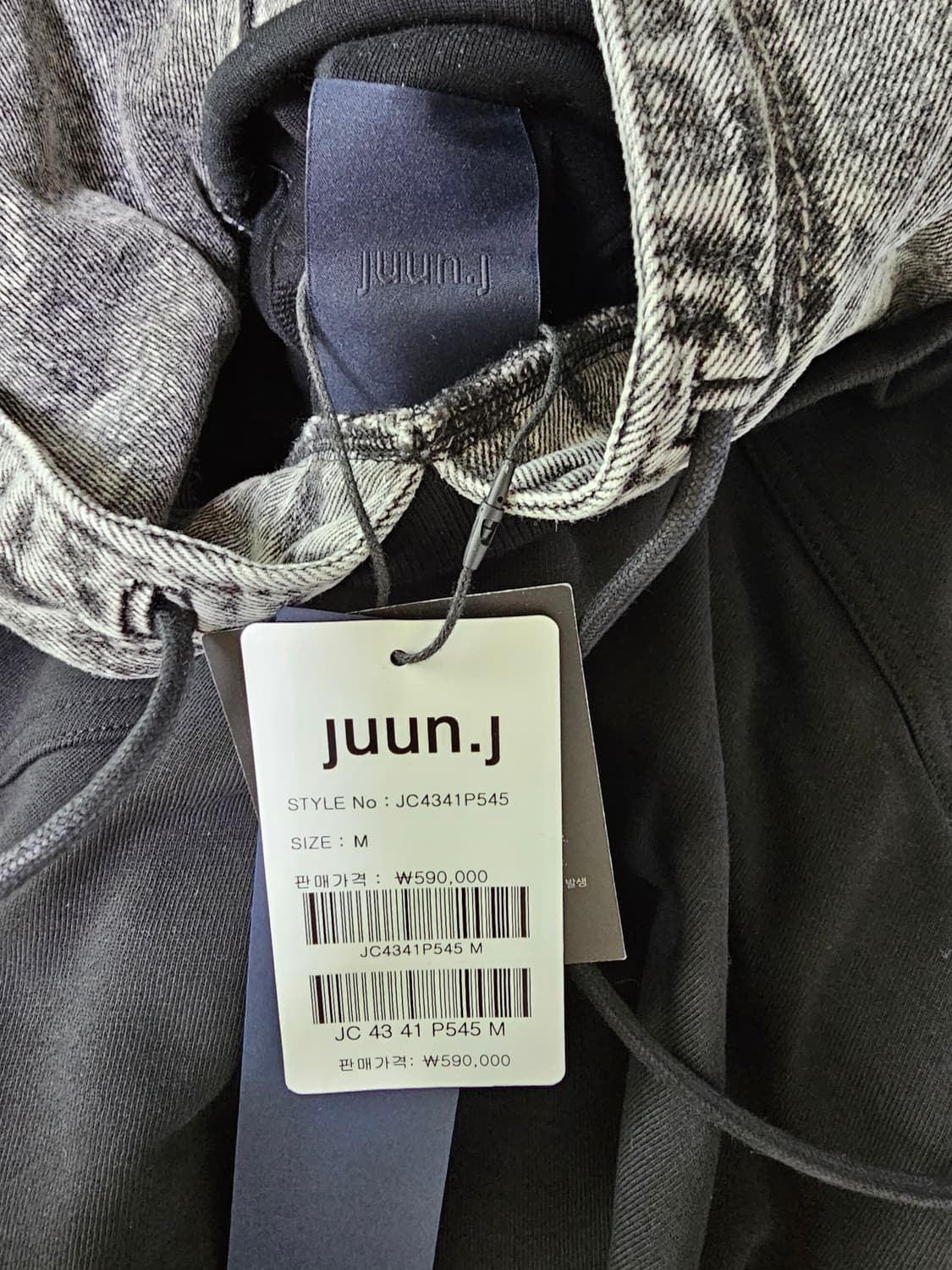 준지 데님 레이어드 후드 블랙 M 상품이미지4