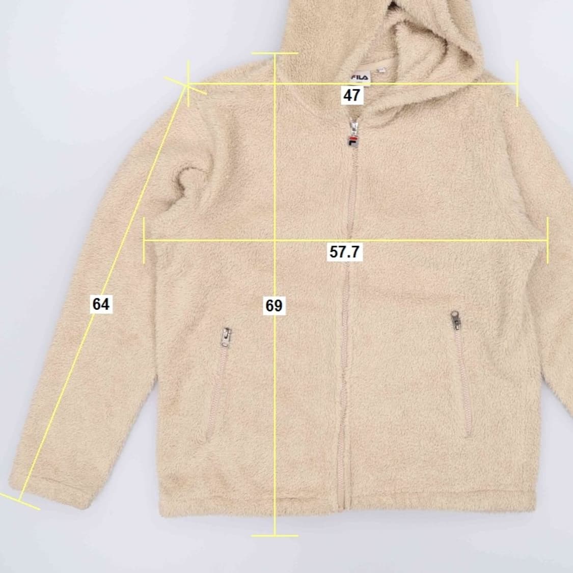 [L] 휠라 빅로고 보아 양털 플리스 후리스 자켓 아이보리 3867 상품이미지8