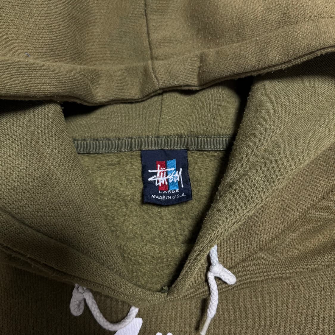 빈티지 90s USA 스투스 올리브 스웻후드 상품이미지3