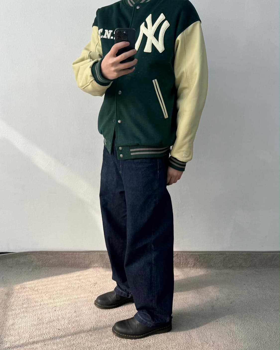 [XL] 디스이즈네버뎃 x 뉴에라 NY 가죽 바시티 자켓 상품이미지1