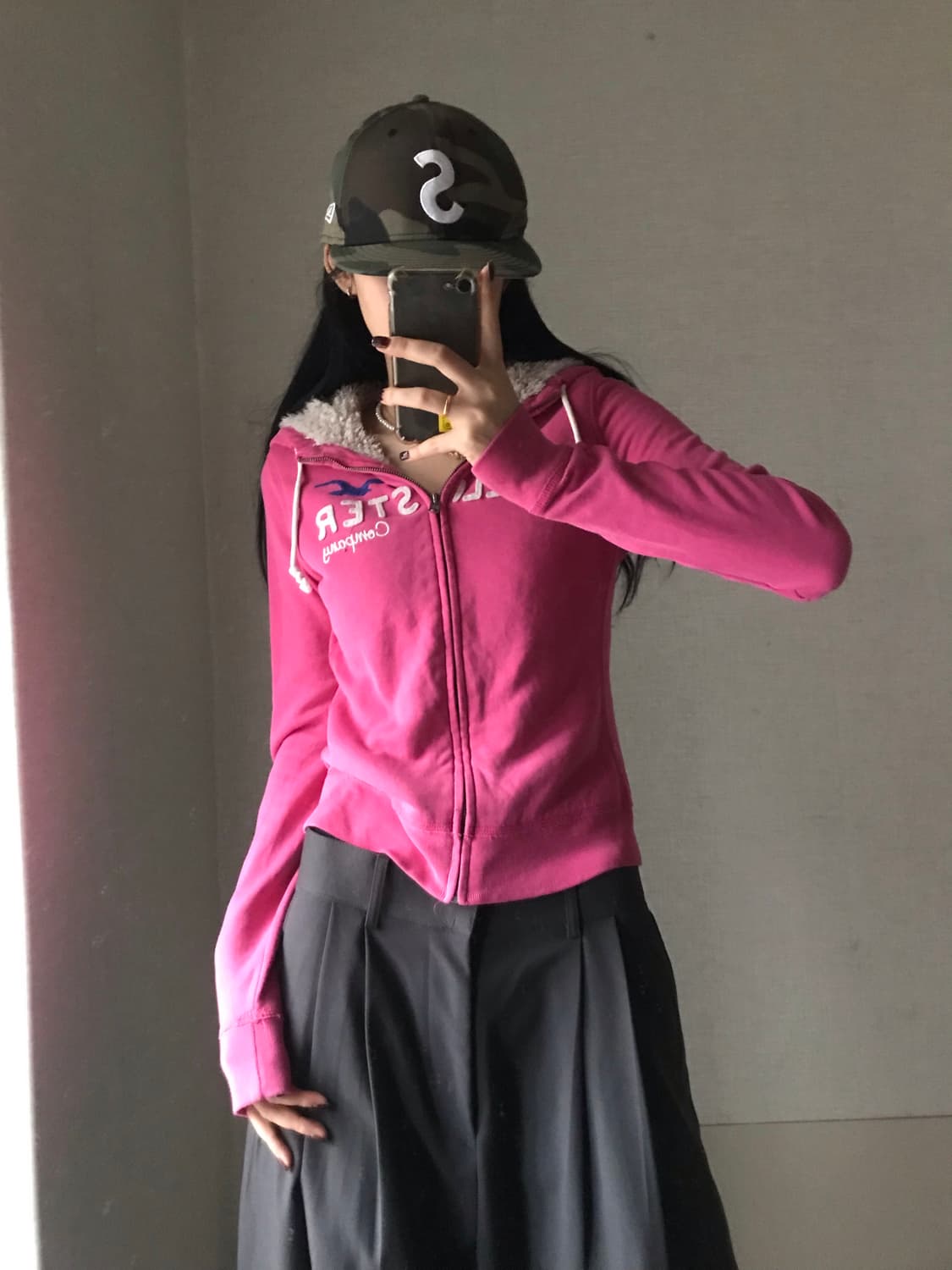 홀리스터 핑크 퍼후드집업 상품이미지1