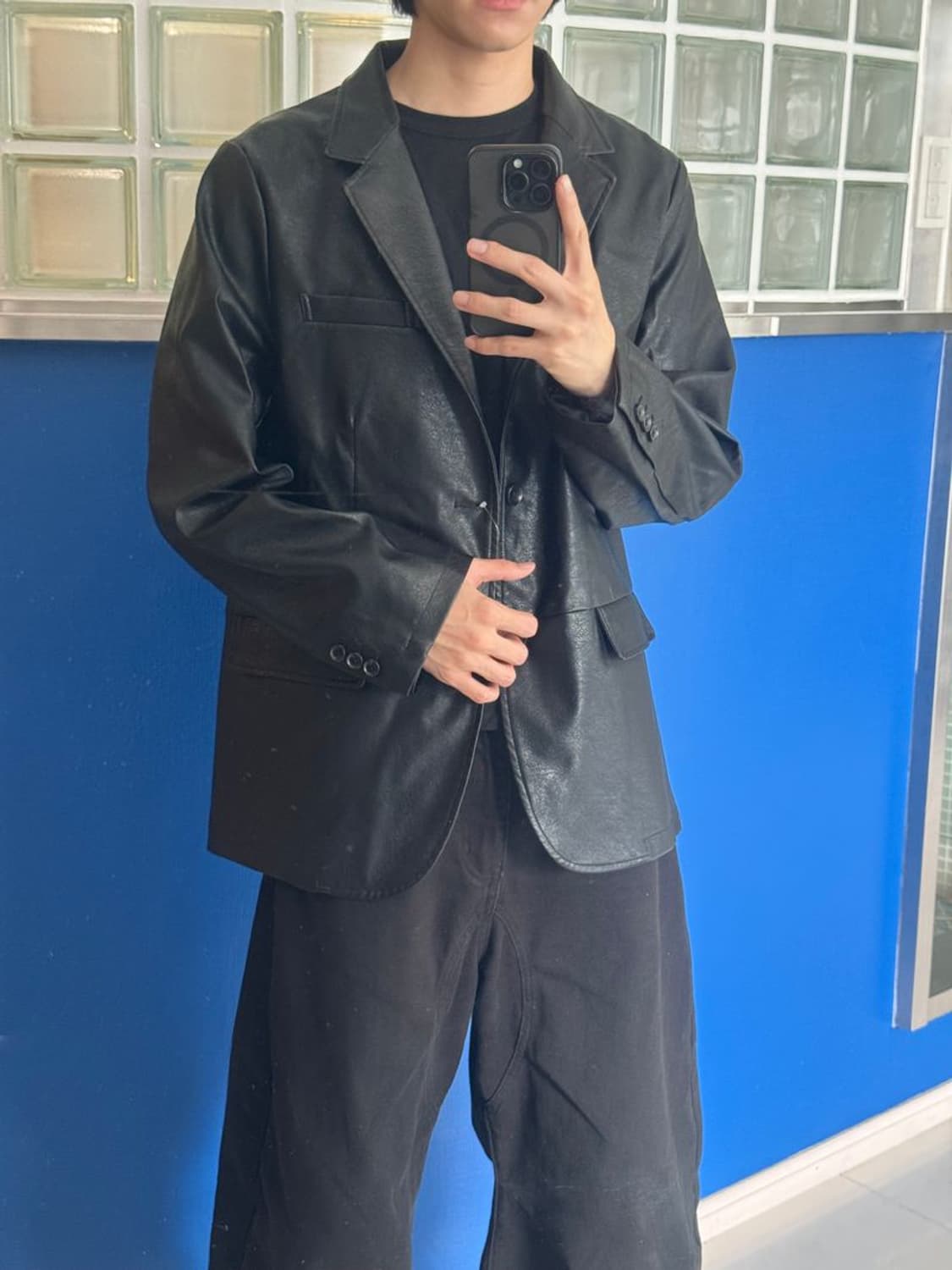 FAKE LEATHER JACKET 페이크 레더 자켓 상품이미지1
